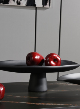 罗曼提新中式仿真花艺石材花器果盘摆件玄关售楼处酒店样板间软装