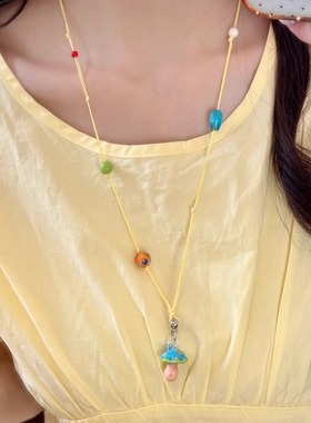 夏日多巴胺蘑菇串珠项链