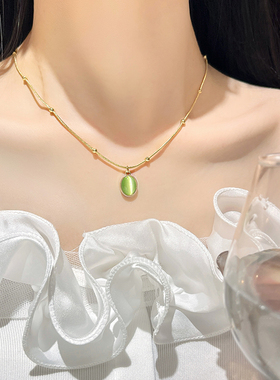 棉条虫猫眼石合金女猫眼石项链