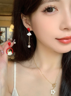 棉条虫古风合金女不对称耳环