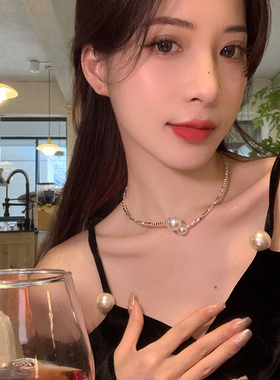 棉条虫合金女碎银子项圈珍珠项链