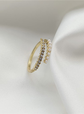 轻奢个性ins潮风f338珍珠戒指