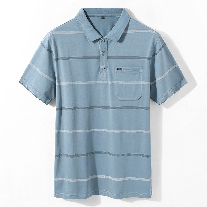 中年男短袖夏季装冰丝棉翻领polo衫 进财企鹅T恤