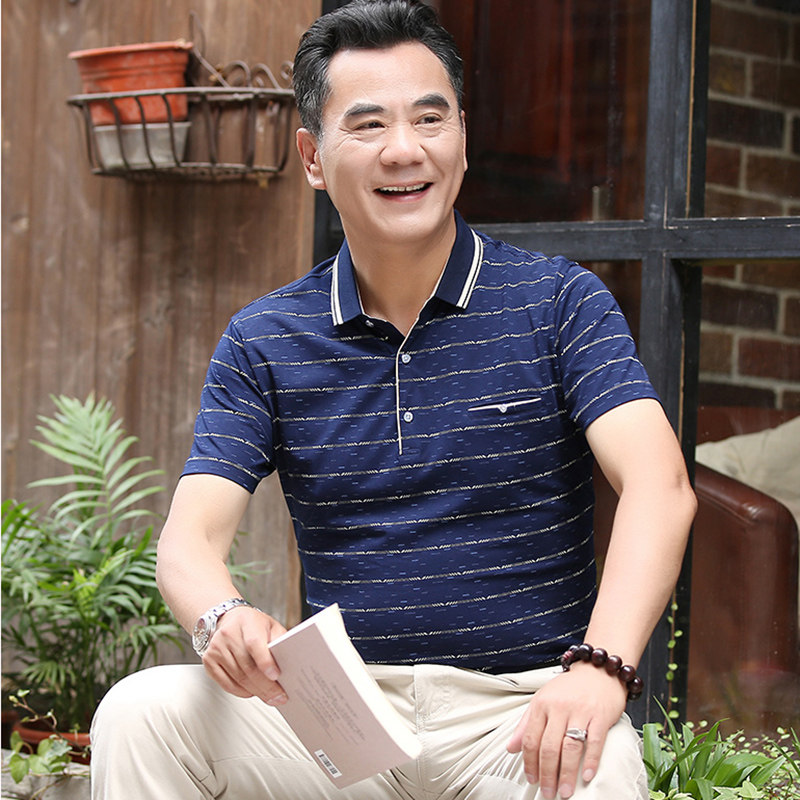 爸爸夏装短袖夏季男士体恤polo衫 进财企鹅T恤
