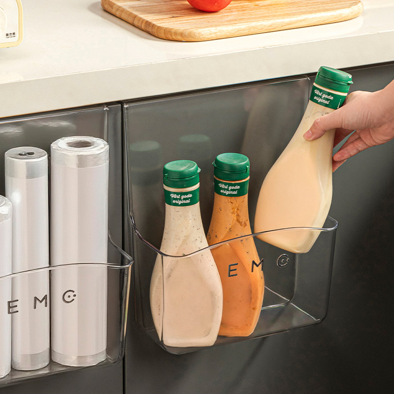 厨房壁挂式保鲜膜收纳盒橱柜门内侧置物架垃圾袋挂篮冰箱侧整理篮,淘宝优惠券,粉丝福利购,淘宝优惠卷