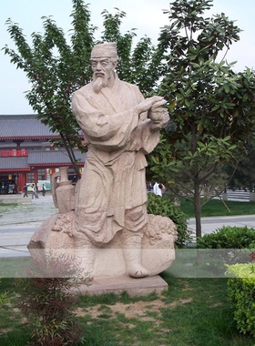 石雕李白杜甫校园文化人物雕塑定