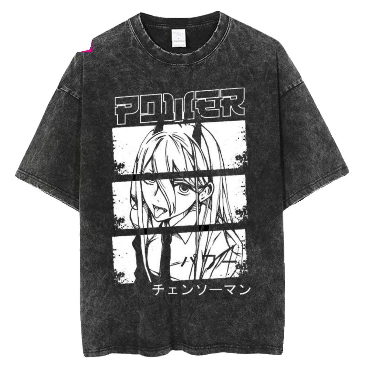 跨境Chainsaw man男士嘻哈复古水洗做旧大号动漫T恤女街头纯棉t恤,淘宝优惠券,粉丝福利购,淘宝优惠卷