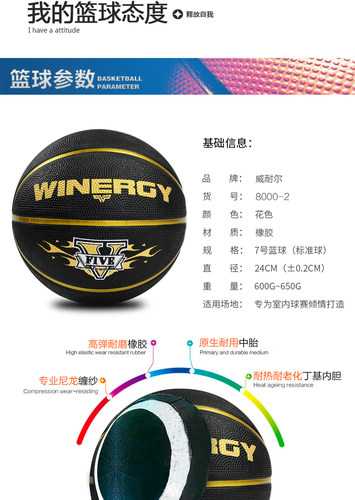威耐尔7号正品蓝球个性多色青少年学生场馆训练专用掌控橡胶篮球 - 图2