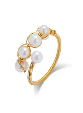 戒指女淡水巴洛克异型珍珠猫眼石