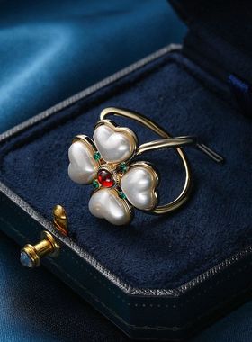 胸针女 时尚丝巾扣中古爱心四叶花小众多功能方巾扣大气衣角扣