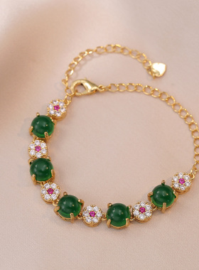 手链女 日韩风时尚简约气质网红气质祖母绿锆石温柔简洁手镯