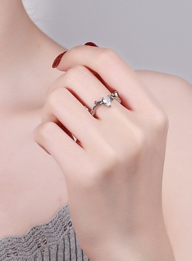 圣诞麋鹿鹿角戒指一路一鹿有你执子之手与子偕老浪漫爱情情侣戒指