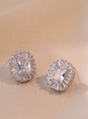 项链女网红几何时尚满钻锆石简约小众设计网红韩版耳环简约锁骨链