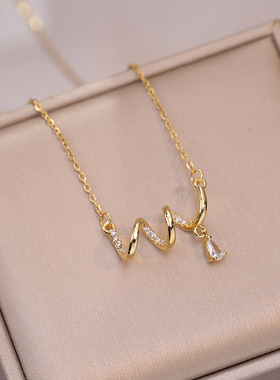 项链女螺旋波浪新款小红薯时尚小众设计感简约网红气质吊坠锁骨链