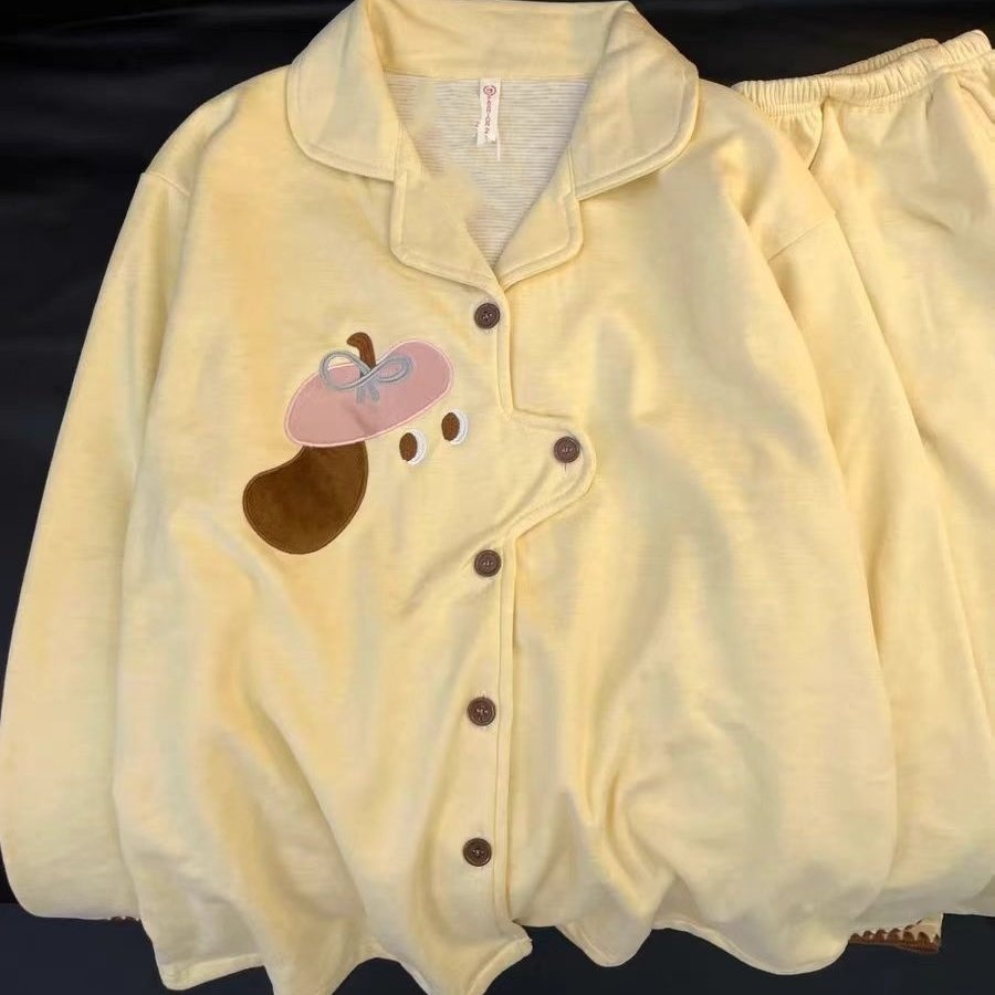 可爱卡通德绒保暖睡衣女2025秋冬季新款加绒加厚羊毛衫家居服套装,淘宝优惠券,粉丝福利购,淘宝优惠卷