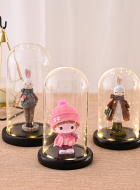 玻璃罩透明圆弧顶防尘微景观摆件手办软陶人偶积木有机玻璃展示盒