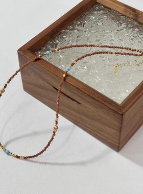 眼观s925银项链小红书爆款金沙石仿松石碎银锁骨链气质百搭串珠