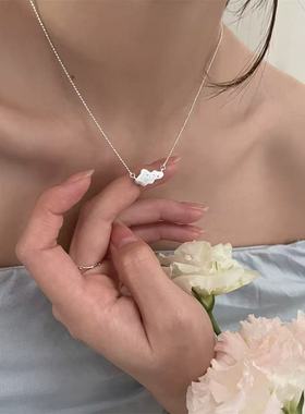 S925银韩系ins风拉丝云朵项链