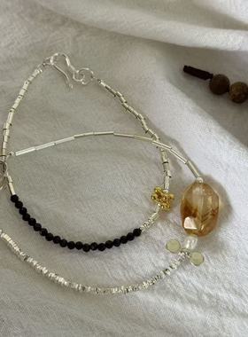 S925银黄水晶碎银手链