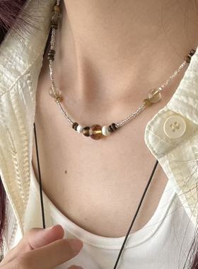 S925银新中式风发晶虎眼石项链