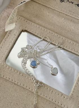 S925银白色爱心吊坠项链