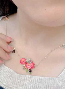 纯手工打造甜美可爱红色锁骨链