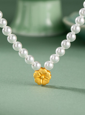 樱花纯银925项链女小众轻奢感施家珍珠锁骨链ins风花朵吊坠