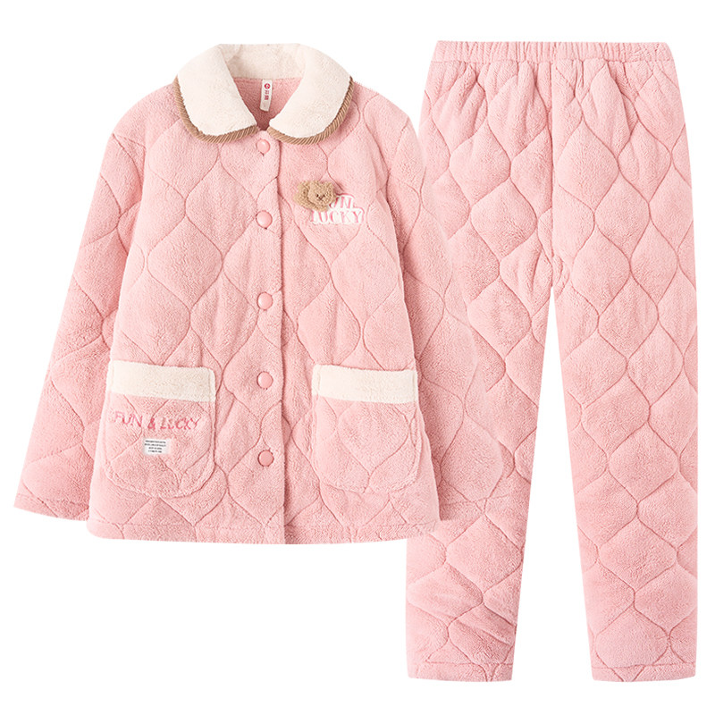 芬腾秋冬季珊瑚绒三层夹棉睡衣女士保暖加绒加厚法兰绒家居服棉袄,淘宝优惠券,粉丝福利购,淘宝优惠卷