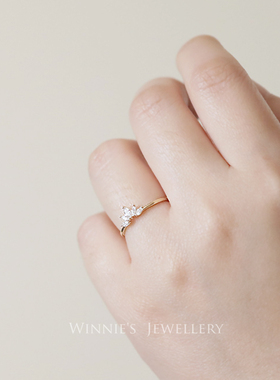 精镶锆钻法式小优雅莲花女戒