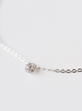 弥音原作   S925纯银锁骨链多颗水钻宝石项链细短链女转运