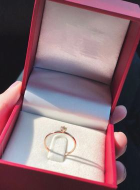 14k包金戒指女日韩简约单钻小圆石锆戒ins潮流叠戴食指戒极纤尾指