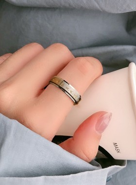 可转动指环财神心咒男女士钛钢