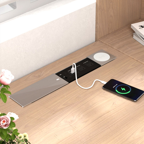 滑盖桌面嵌入式插座多功能电脑桌插线板办公台面岛台内嵌隐藏排插 - 图0