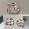 Girls' heart-breaking pink love ring female ins niche advanced opening adjustable index finger ring bestie ring