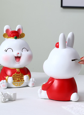 喜庆客厅兔子摆件情侣