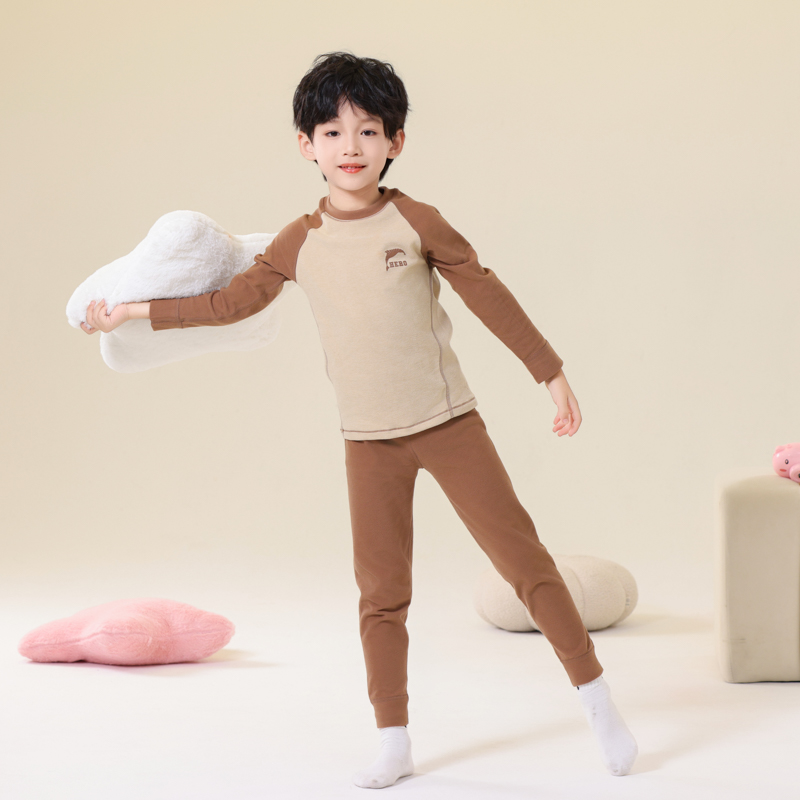 贝贝怡德绒儿童保暖内衣冬季秋衣秋裤套装男女童睡衣秋冬加绒大童