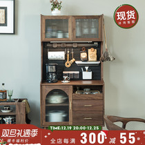 Black Walnuts Wood Dining Side Cabinet Solid Wood Rock Plate Brief narrow cabinet Restaurant Dining Cabinet Nordic Tea Water Wine Cabinet Integrated High Cabinet
