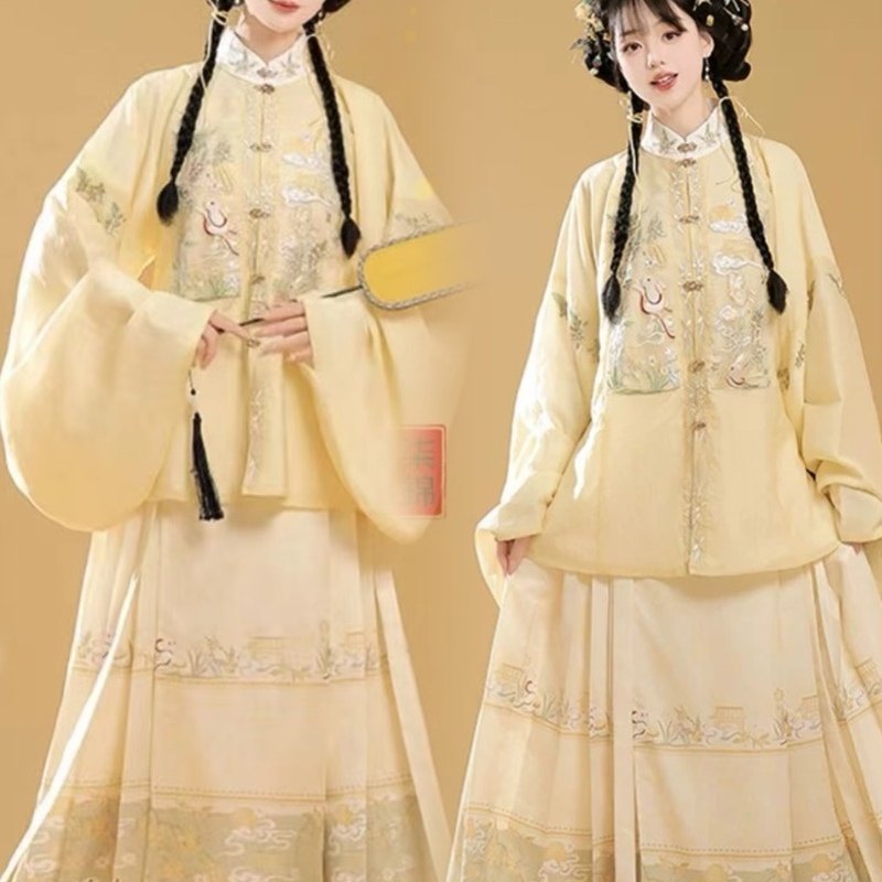 大码汉服女胖mm200斤桂花兔明制立领刺绣补服琵琶袖马面裙春秋款,淘宝优惠券,粉丝福利购,淘宝优惠卷