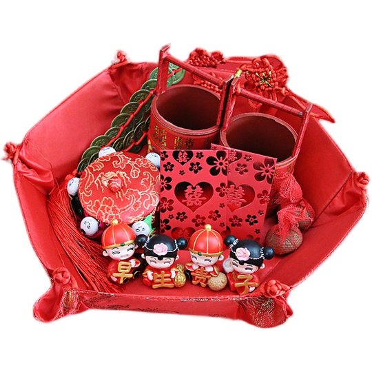 婚庆结婚用品男方婚房安置安床套餐早生贵子子孙桶新款摆设用品