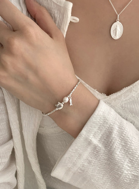 s925银小猫锦鲤碎银手链女2025年新款轻奢小众精致手串闺蜜手饰