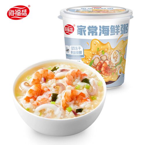 [直播间推荐]海福盛猛料早餐速食粥冻干冲泡即食皮蛋瘦肉粥8杯 - 图0