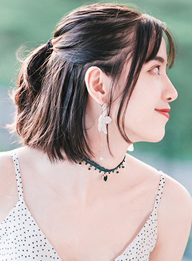 BillionUnicorn爱心丝绒项圈女颈带墨绿蕾丝森系超仙choker锁骨链