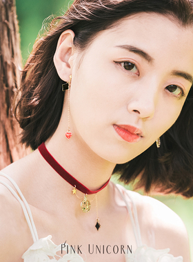 耳环包金心形爱丽丝梦游仙境女
