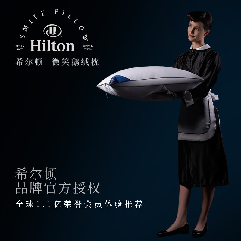 希尔顿官方酒店95白鹅绒枕头蓬松枕芯羽绒枕成人护颈椎睡枕成人,淘宝优惠券,粉丝福利购,淘宝优惠卷