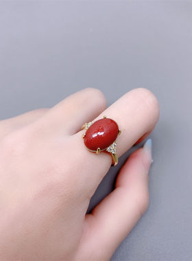 朱砂紫金砂戒指高含量女复古饰品