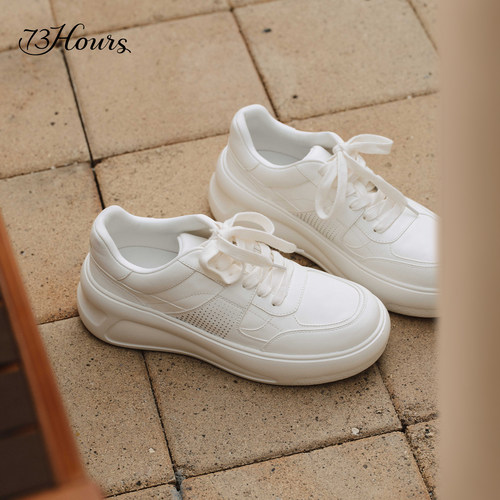 73hours女鞋长腿滤镜秋季新款时尚小白鞋板鞋厚底增高运动休闲鞋 - 图0