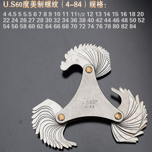 高精度公英美制一体式不锈铁螺纹牙规 55 60度螺丝牙距测量尺工具 - 图0
