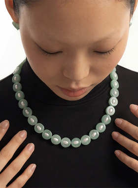 天然东陵玉珍珠新中式原创项链