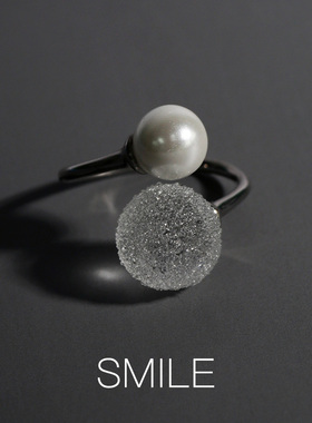 珍珠琉璃磨砂白戒指高级感气质