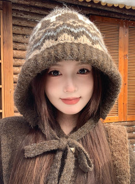 女甜美可爱显脸小毛线帽冬季保暖